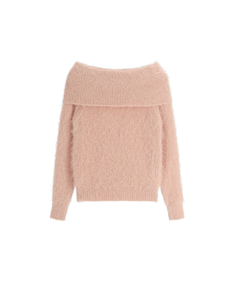 (ショールラインポイント♥ / ふわふわ / 華奢フィット)   ソルニードル ファー オフショルダーニット