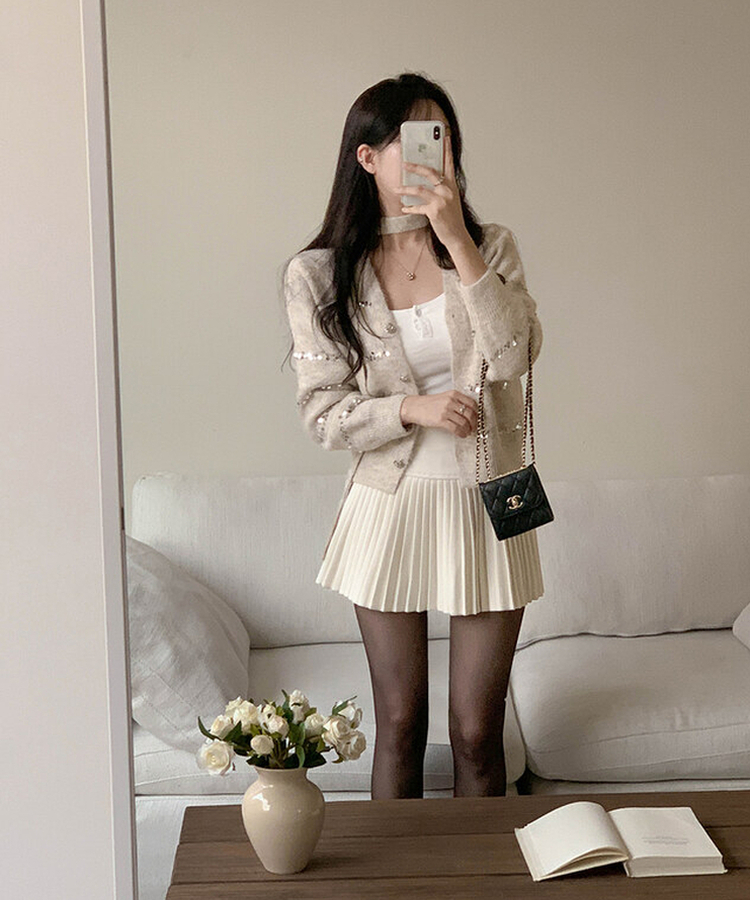 カップ付き】【起毛】ボタンキャミソール｜ノースリーブ｜韓国