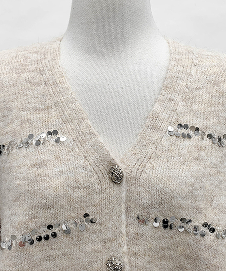 럭스 스팽글 머플러 가디건 플리츠 스커트 세트