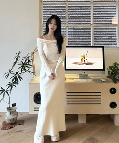 ニットロングスカート IVORY