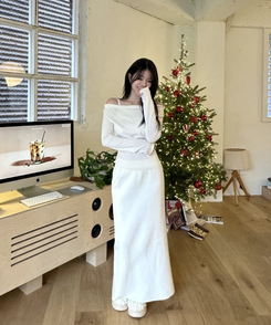 ニットロングスカート IVORY