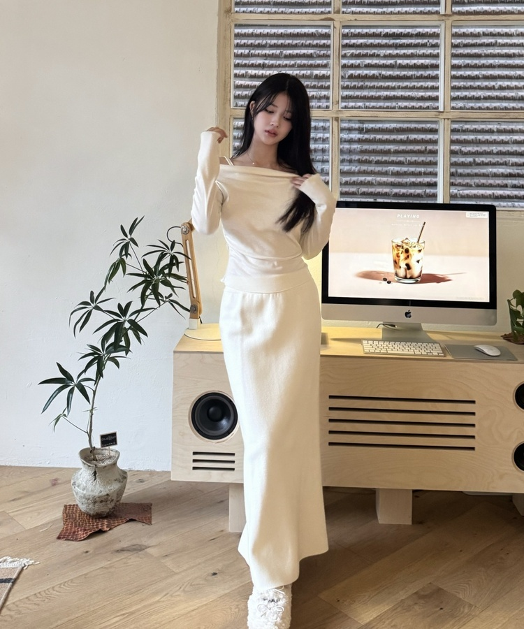 ニットロングスカート IVORY