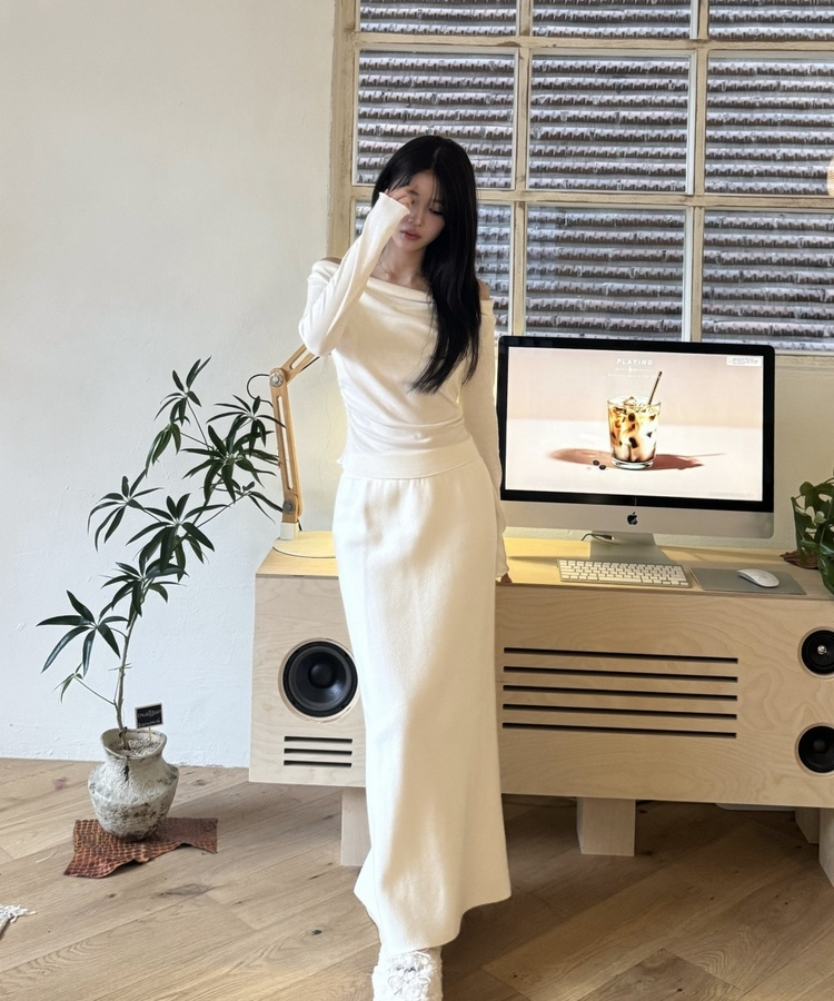 ニットロングスカート IVORY