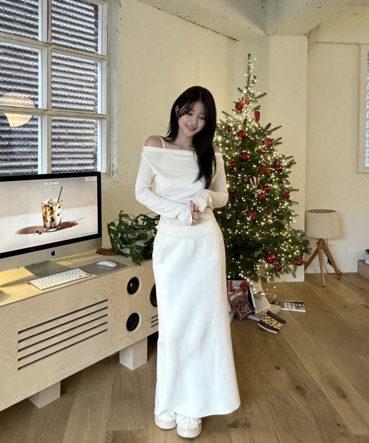 ニットロングスカート IVORY