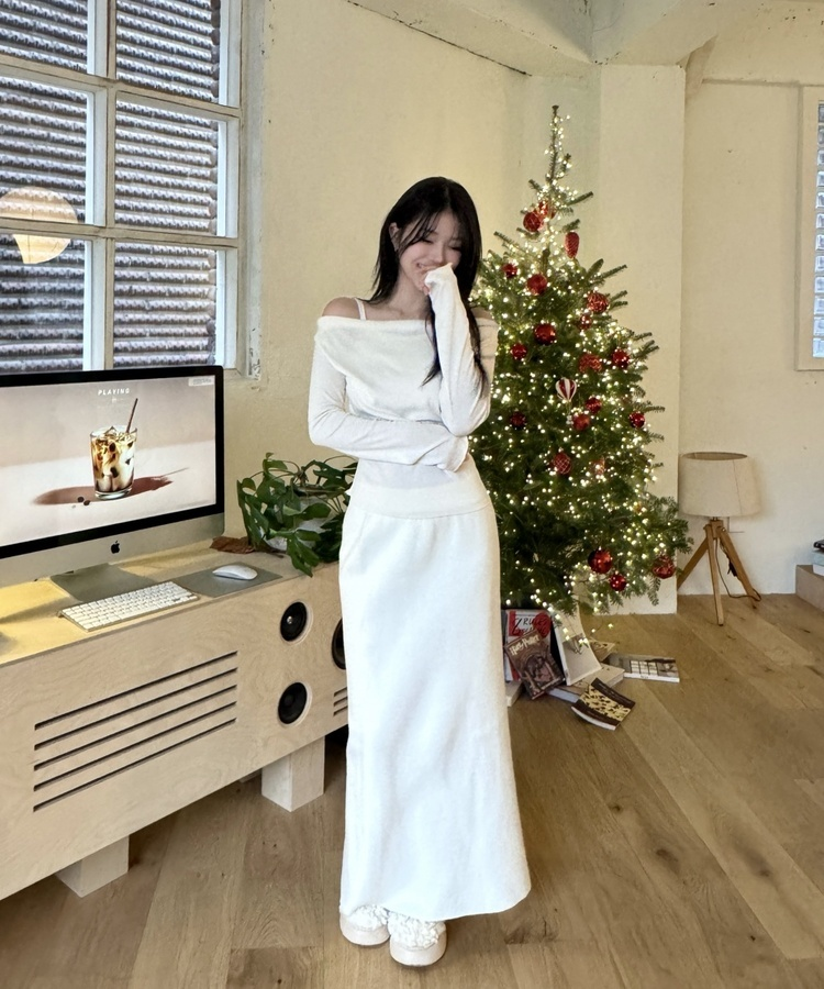 ニットロングスカート IVORY