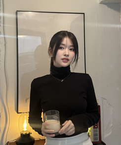 앙고라 골지 목폴라 티셔츠 블랙