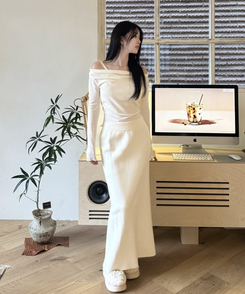 ドレープ長袖Tシャツ IVORY