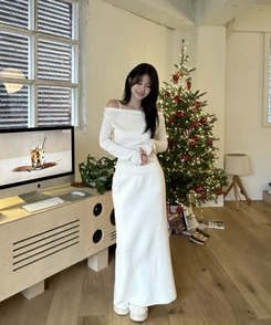 ドレープ長袖Tシャツ IVORY