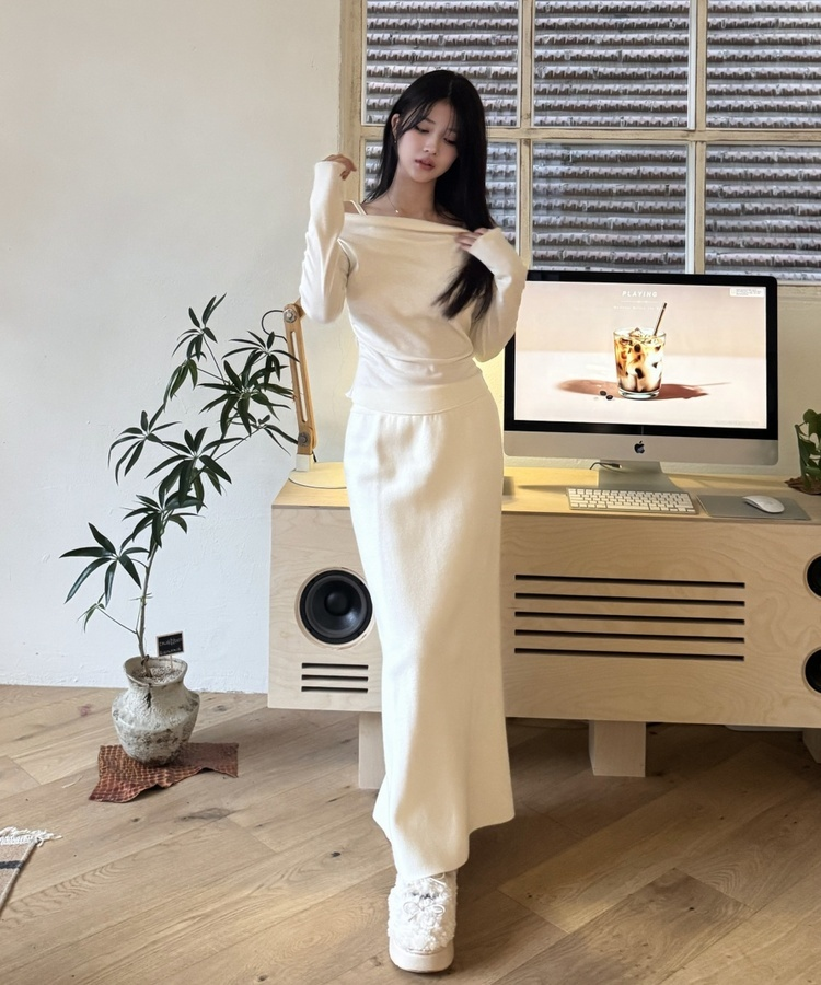 ドレープ長袖Tシャツ IVORY