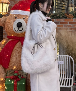 로지 밍크숄더 백 화이트