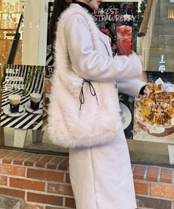 로지 밍크숄더 백 화이트