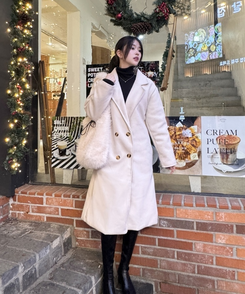 로지 밍크숄더 백 화이트