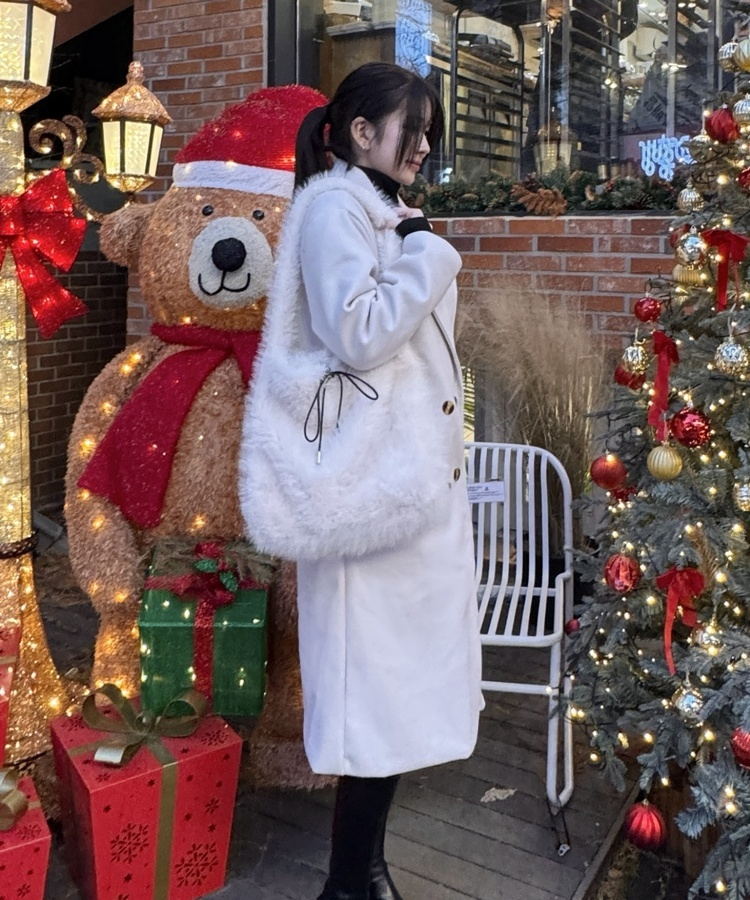 로지 밍크숄더 백 화이트