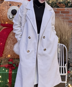 심플 누빔 퀄팅 롱 코트 아이보리