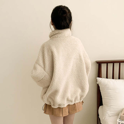 チェックリバーシブルボアウールダウンジャンパー BROWN