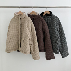 チェックリバーシブルボアウールダウンジャンパー