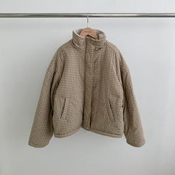 チェックリバーシブルボアウールダウンジャンパー