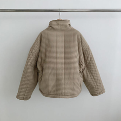 チェックリバーシブルボアウールダウンジャンパー