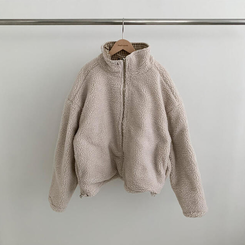 チェックリバーシブルボアウールダウンジャンパー