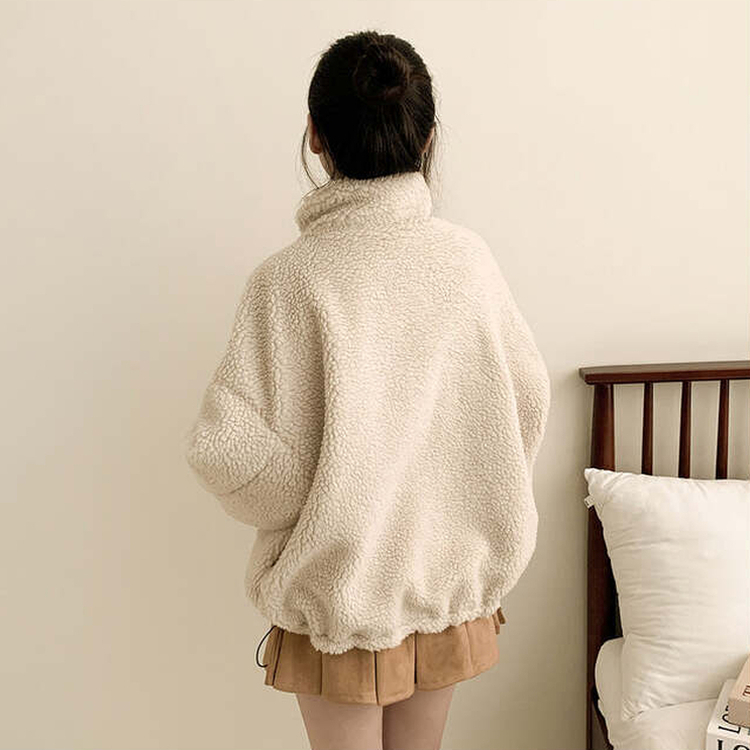 チェックリバーシブルボアウールダウンジャンパー BROWN