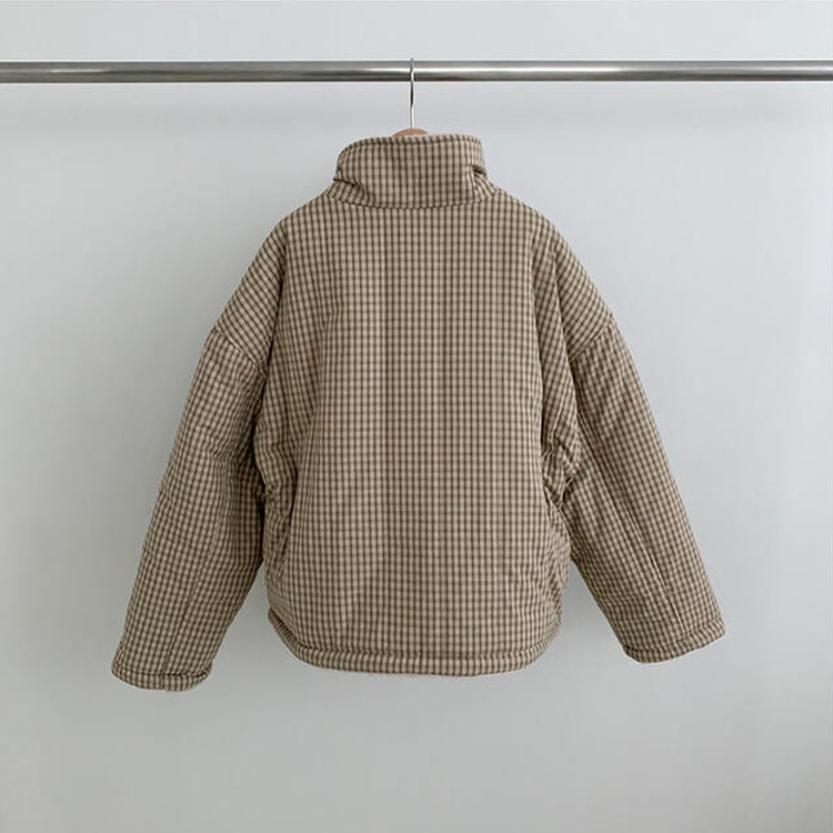 チェックリバーシブルボアウールダウンジャンパー