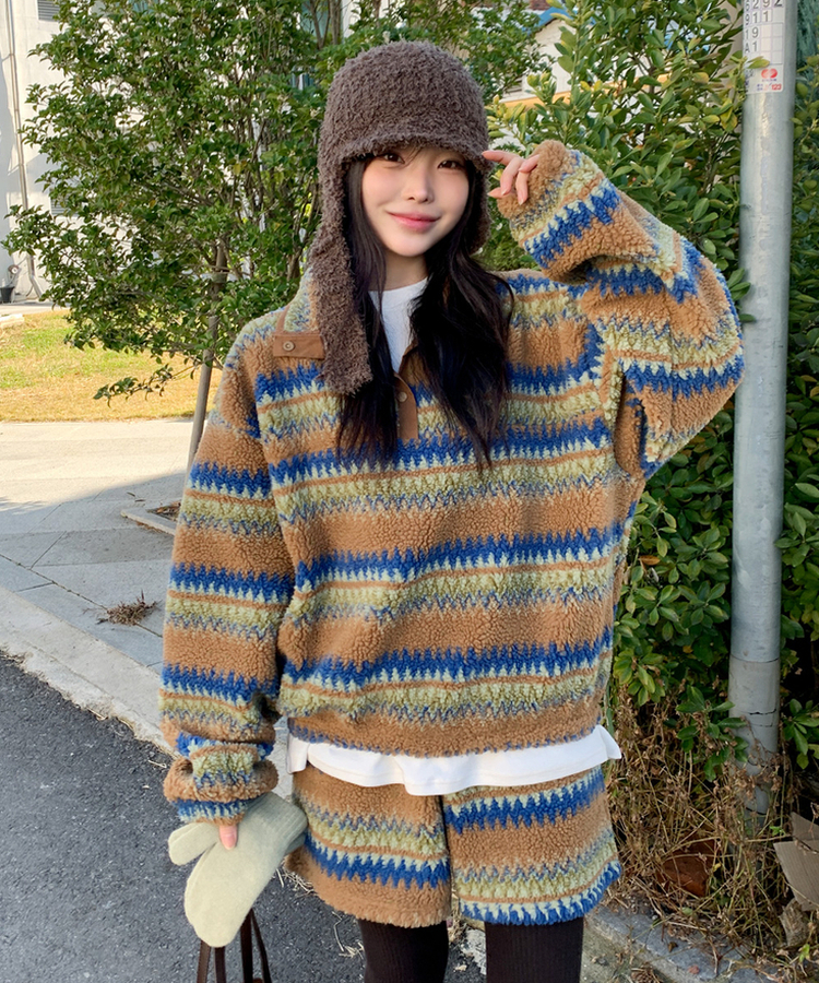 뽀글에스닉반바지 베이지