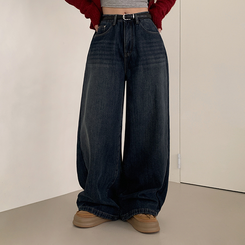 【丈別】【起毛】シードンデニムパンツ GRAYISH BLUE