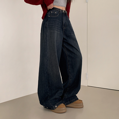 【丈別】【起毛】シードンデニムパンツ GRAYISH BLUE