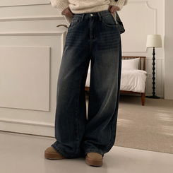 【丈別】【起毛】シードンデニムパンツ MID DENIM