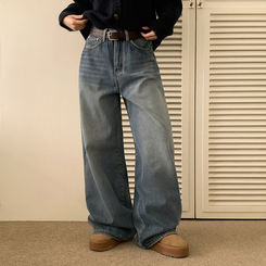 【丈別】【起毛】シードンデニムパンツ VINTAGE LIGHT BLUE