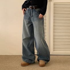 【丈別】【起毛】シードンデニムパンツ VINTAGE LIGHT BLUE