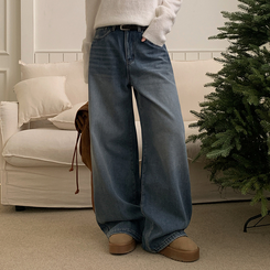 【丈別】【起毛】シードンデニムパンツ VINTAGE LIGHT BLUE