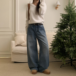 【丈別】【起毛】シードンデニムパンツ VINTAGE LIGHT BLUE