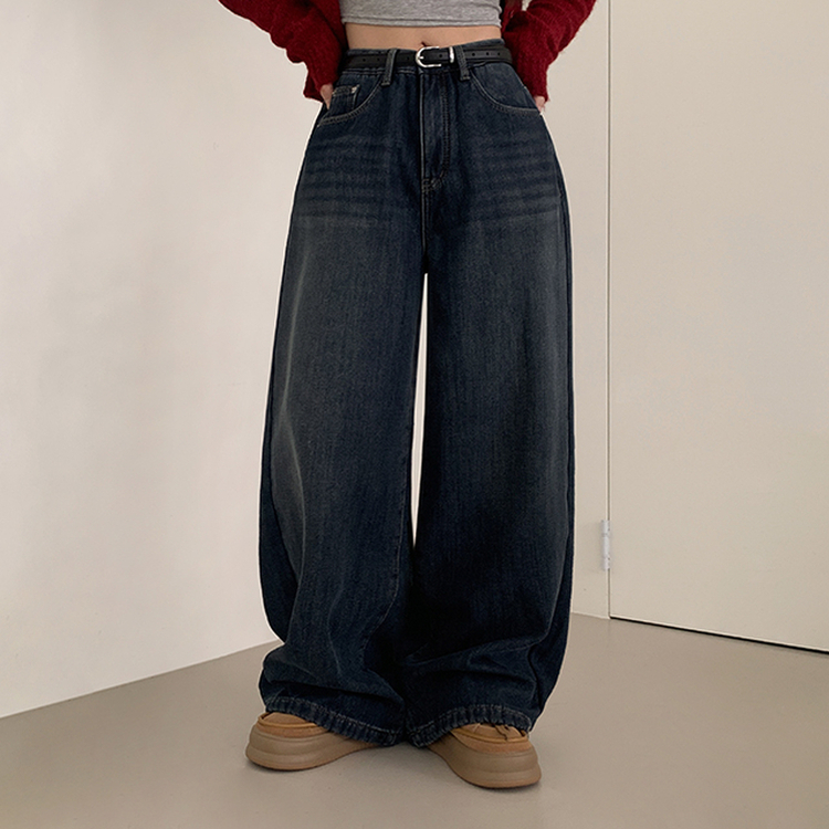 【丈別】【起毛】シードンデニムパンツ GRAYISH BLUE