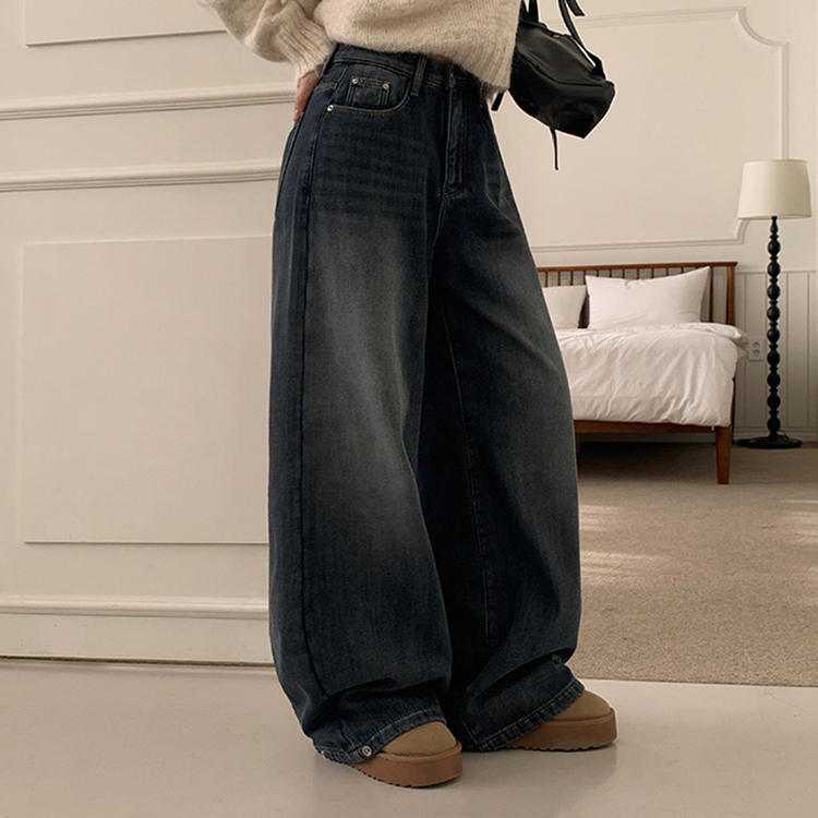 【丈別】【起毛】シードンデニムパンツ MID DENIM