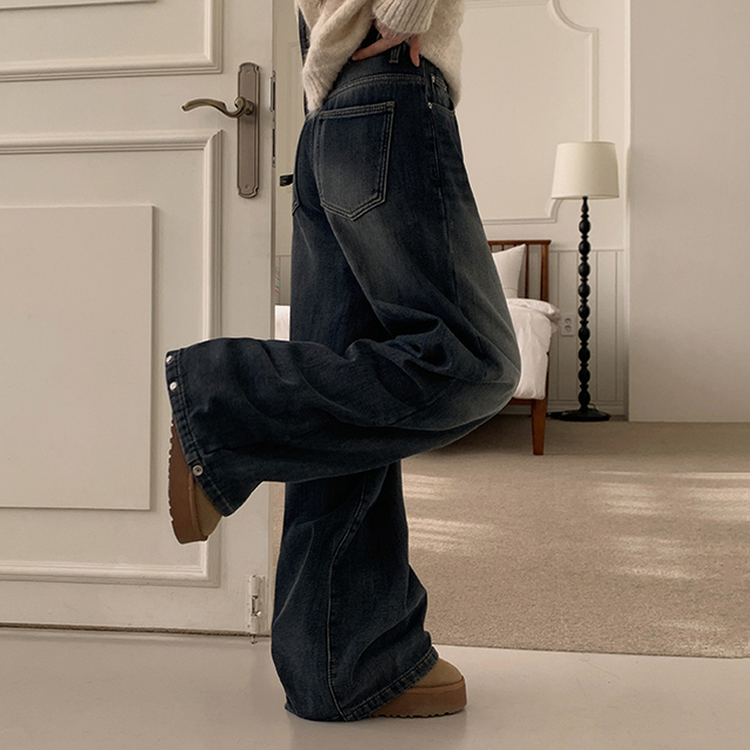 【丈別】【起毛】シードンデニムパンツ MID DENIM