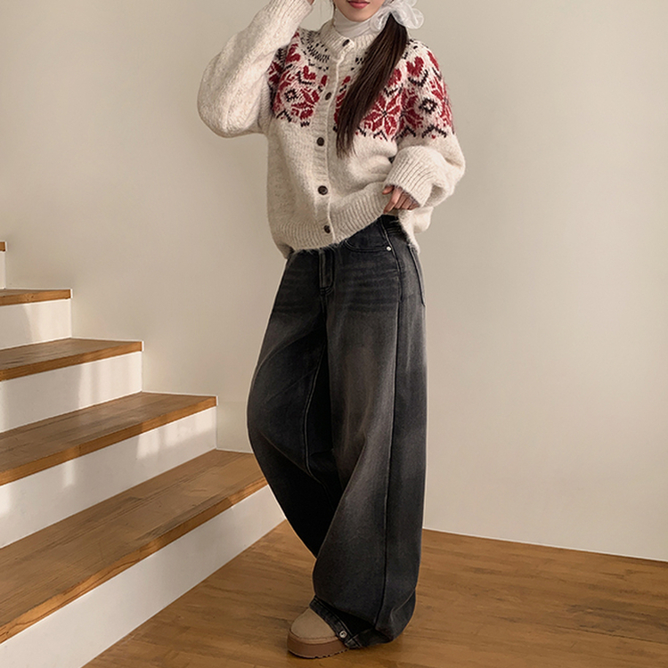 【丈別】【起毛】シードンデニムパンツ BLACK