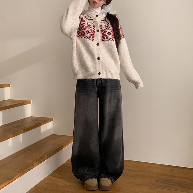 【丈別】【起毛】シードンデニムパンツ BLACK