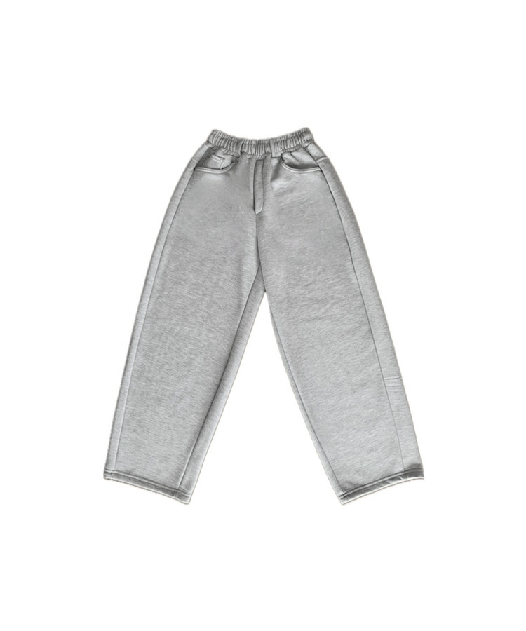 피넛 벨트 오버 일자핏 코튼 기모 롱 트레이닝 팬츠