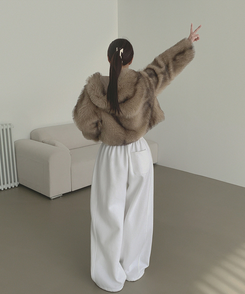 【丈別】【起毛】ジョガーワイドバンディングパンツ WHITE