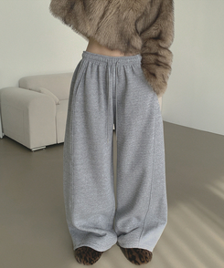 【丈別】【起毛】ジョガーワイドバンディングパンツ GREY