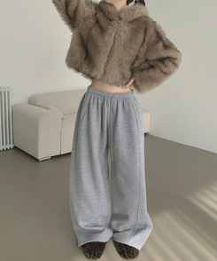 【丈別】【起毛】ジョガーワイドバンディングパンツ GREY