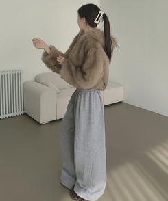 【丈別】【起毛】ジョガーワイドバンディングパンツ GREY