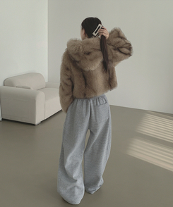 【丈別】【起毛】ジョガーワイドバンディングパンツ GREY