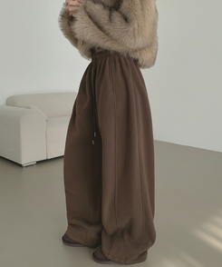 【丈別】【起毛】ジョガーワイドバンディングパンツ DARK BROWN