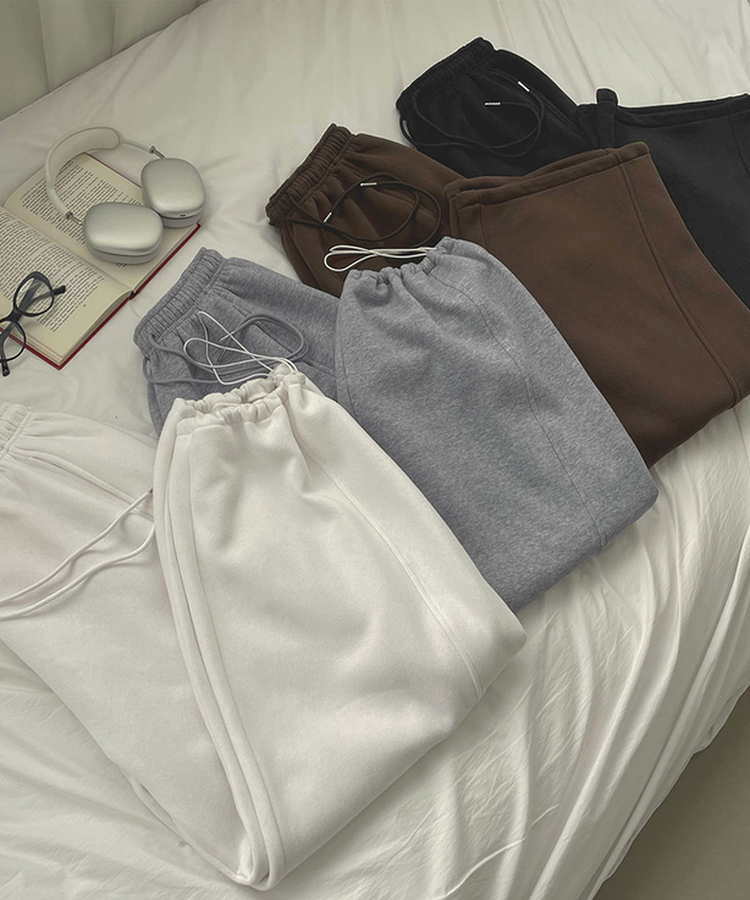 【丈別】【起毛】ジョガーワイドバンディングパンツ