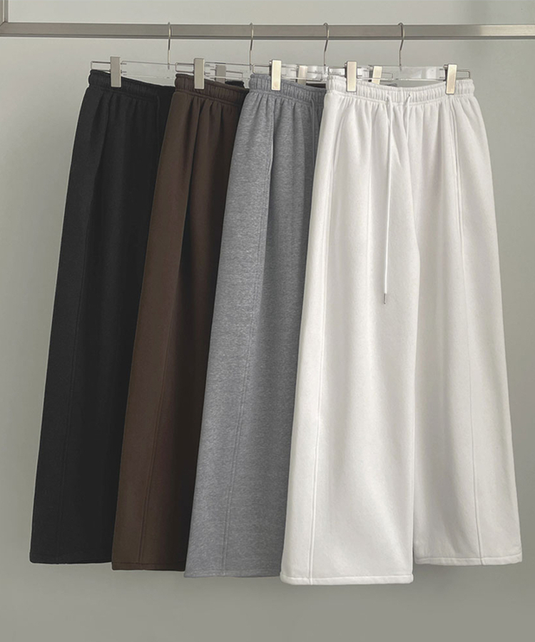 【丈別】【起毛】ジョガーワイドバンディングパンツ