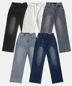 【丈別】【起毛】スパンワイドデニムパンツ(5color)