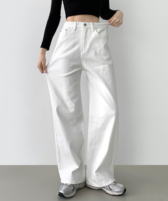 【丈別】【起毛】スパンワイドデニムパンツ(5color) IVORY