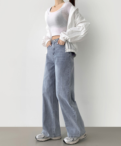 【丈別】【起毛】スパンワイドデニムパンツ(5color) LIGHT DENIM